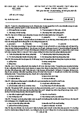 Đề thi thử Tốt nghiệp THPT môn Giáo dục công dân - Mã đề 408 - Năm học 2020-2021 - Sở giáo dục và đ